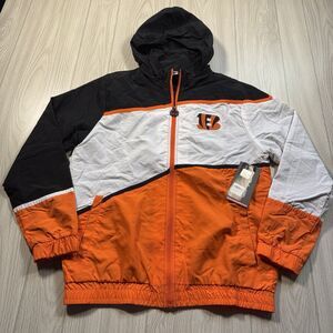 Cincinnati Bengals Windbreaker Jacket Mens S Color Block Orange Black  *see desc
